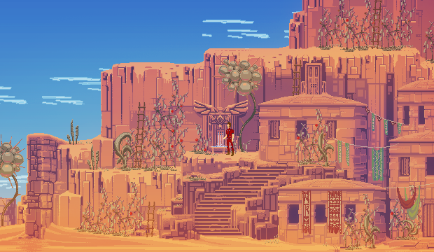 Artistry in Games theway_1 Beautiful Alien Pixel Art Gives Kickstarter For The Way Early Momentum News  the way pixel art news kickstarter featured  